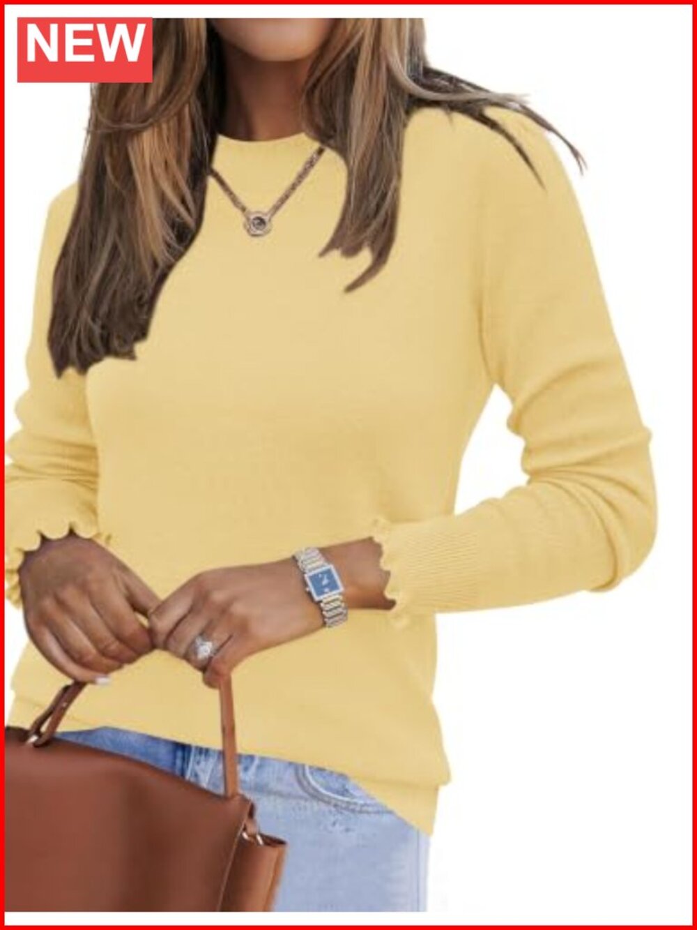 IECCP Mock Neck Tops for Women Dressy Long Sleeve Wool Blend Knit Sweaters